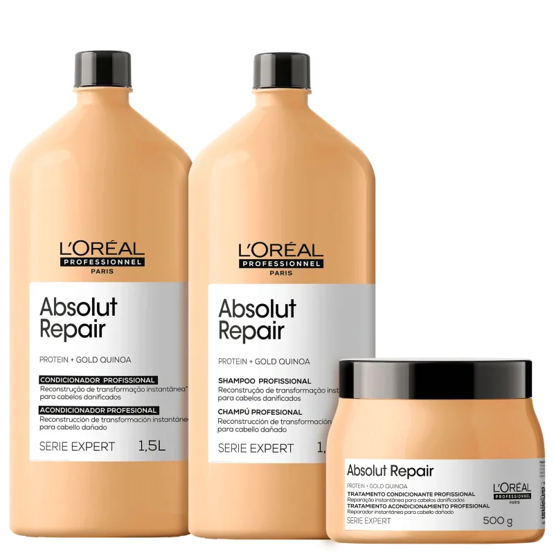 Kit L'Oréal Professionnel Serie Expert Absolut Repair Gold Quinoa + Protein Salon Trio (3 Produtos)